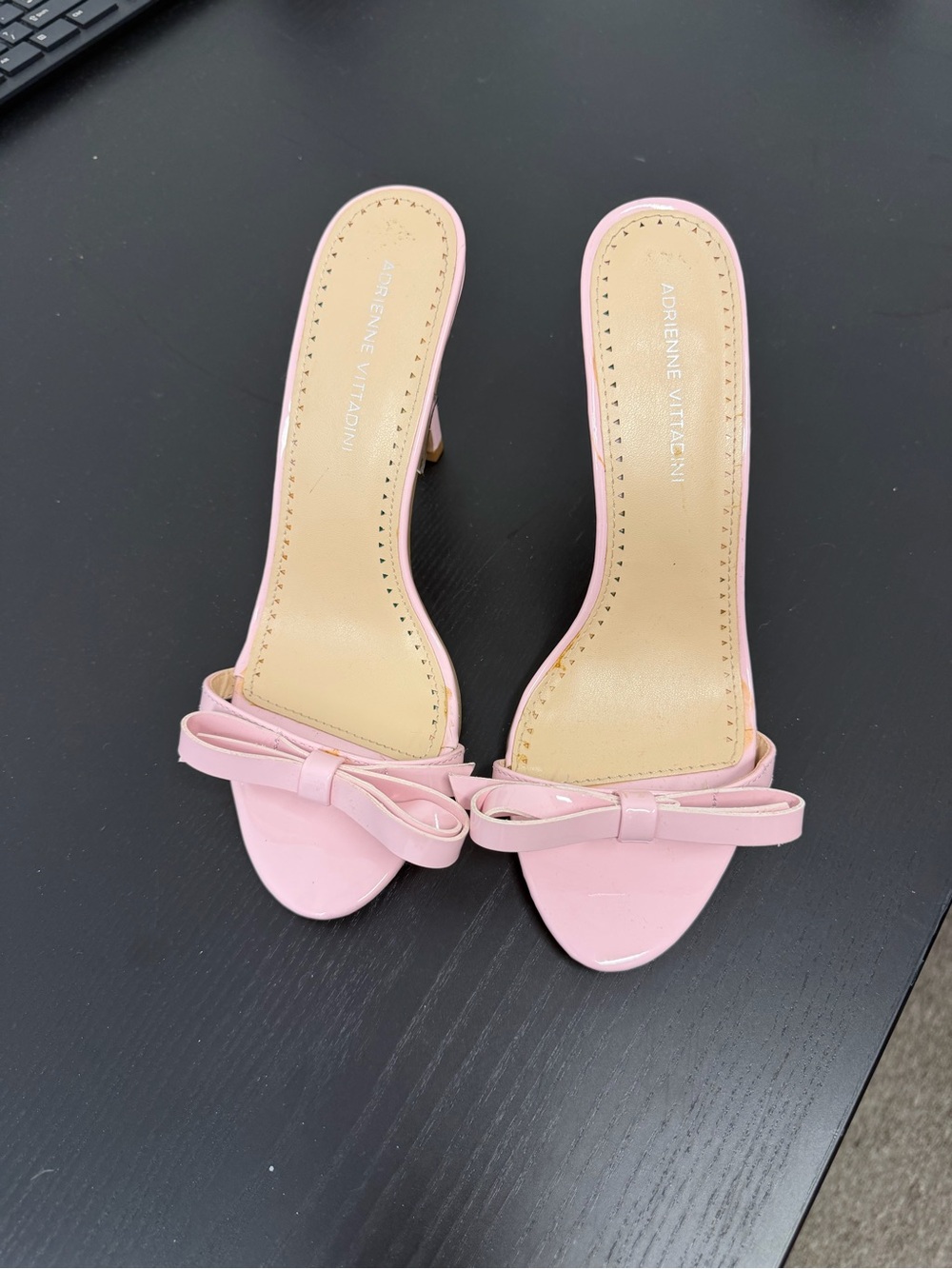 Adrienne Vittadini Light Pink Bow Slide Heels